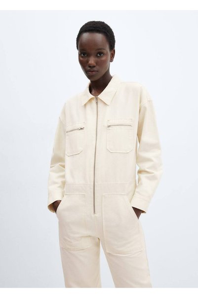 Zippered Denim Overalls