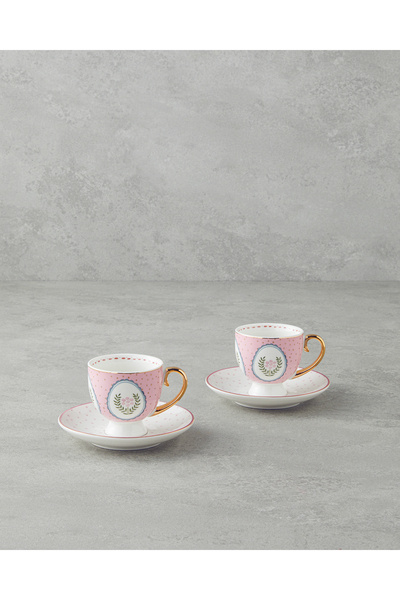 Retro Vibe New Bone China сет за кафе од 4 дела за 2 лица 100 ml розев