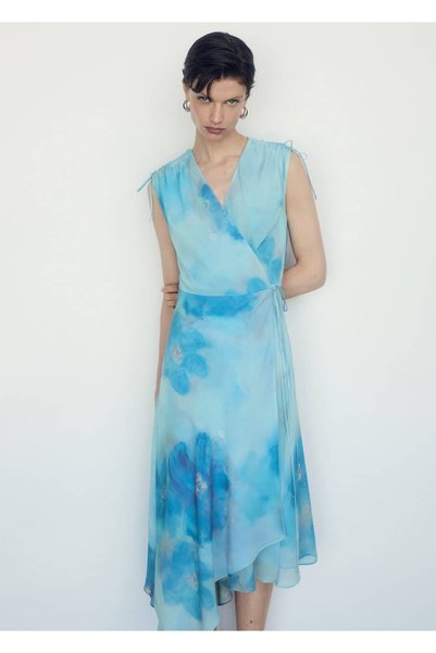 Patterned wrap-cut dress