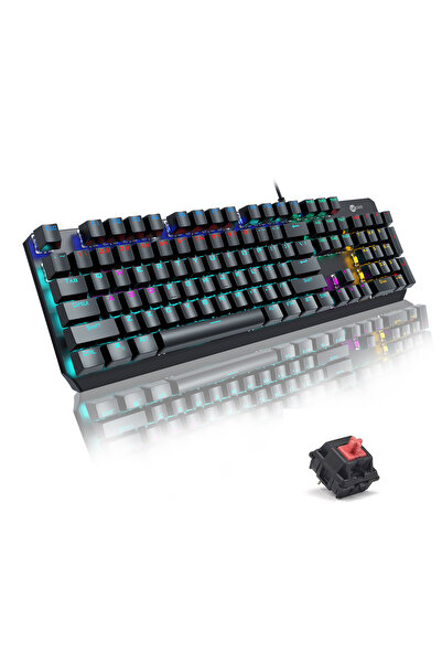 Gk301 USB жичана механичка гејмерска тастатура со Red Switch, RGB осветлување, макро копчиња, турски Q распоред, металик сива