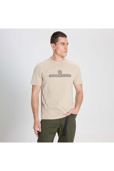 All Terrain Gear Regular Fit Normal Cut Crew Neck 100% Cotton Beige T-Shirt