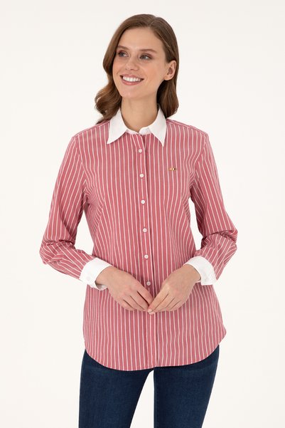 Women's Cherry Striped Long-Sleeve Tunic Shirt 50297107-VR223