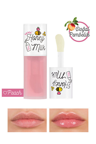 Хранливо масло за нега на усни со вкус на праска и мед и млеко A'PIEU Honey&Milk Lip Oil Light (Peach)