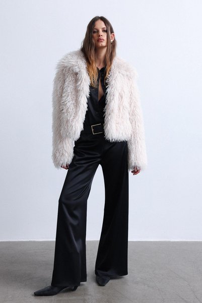 Ecru Suzie Faux Fur Jacket