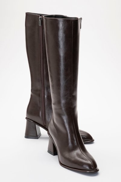 PARADIS Brown Skin Women's Thick Heeled Boots
