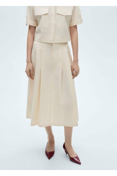 Large pleated midi skirt