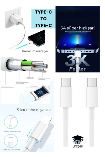 25W Type-C to Type-C Charging Cable 1 Meter 3 a Ac 110-240V for Samsung iPhone iPad Charging Cable