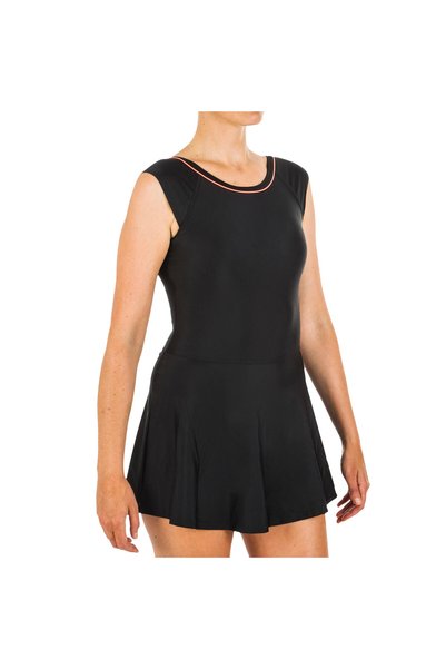 Women's Closed Back Skirted Swimsuit - Black - Una