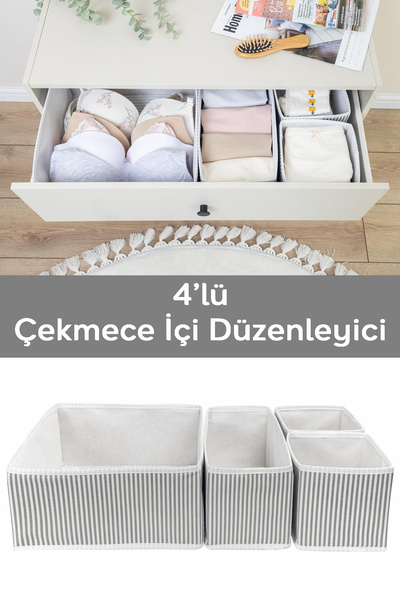 4-Piece Drawer Organizer Organizer Set - Multi-Purpose In-Cabinet Box Set Storage Box