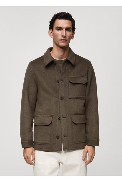 Wool Blend Flannel Shirt Jacket