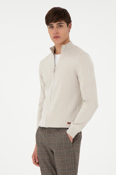 Men's Stone Basic Knitwear Cardigan 50298268 -Vr049