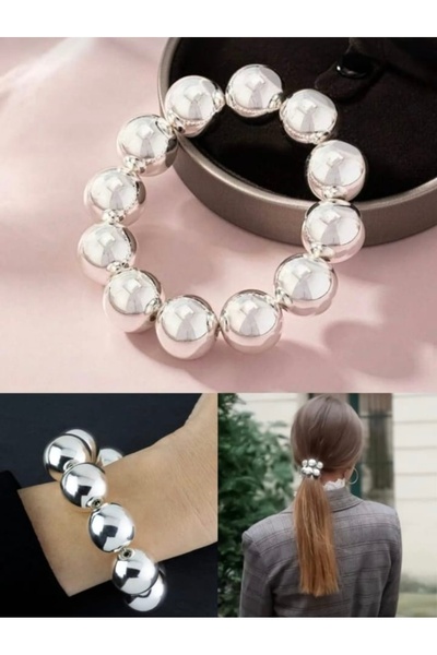 Women's Silver Rubber Buckle / Silver Bracelet