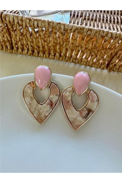 Pink Beige Variegated Earrings