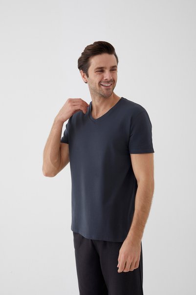 Men's Cotton V-Neck Short Sleeve T-Shirt 2 Pcs