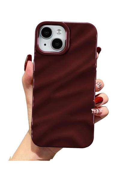 Маска компатибилна со Iphone 13-14-15, сјајна електролиза, отпорна на удари, мека стилска футрола, бордо