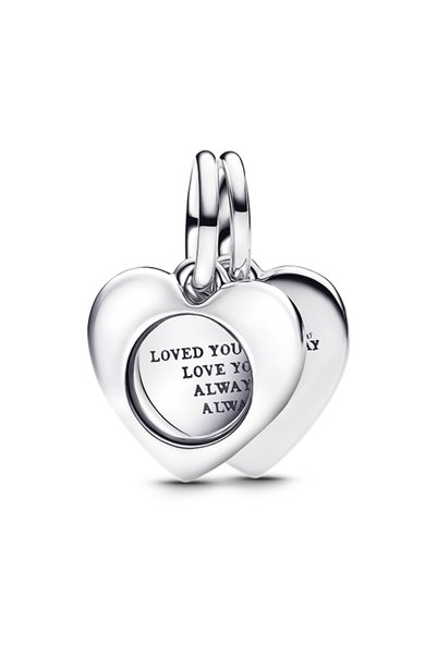 Can Be Processed Heart Magnifying Glass Double Dangle Charm