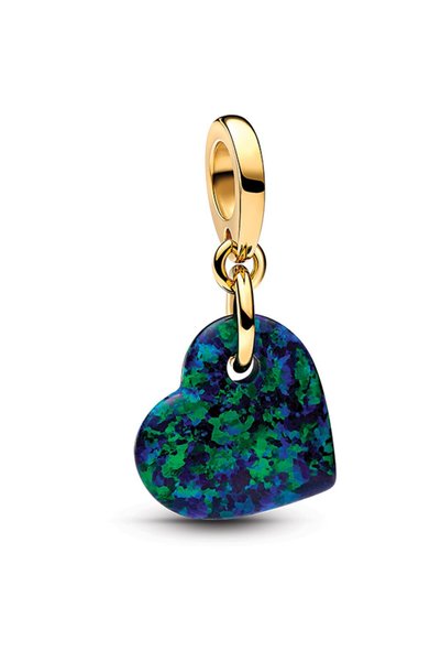 Sparkling Green Heart Dangle Charm