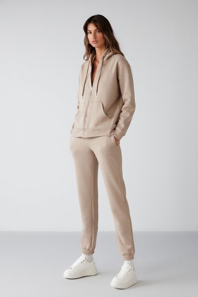 Marıtza Women's Regular Fit Mink Sweatpants with Elastic Waist and Legs and Fleece Inside