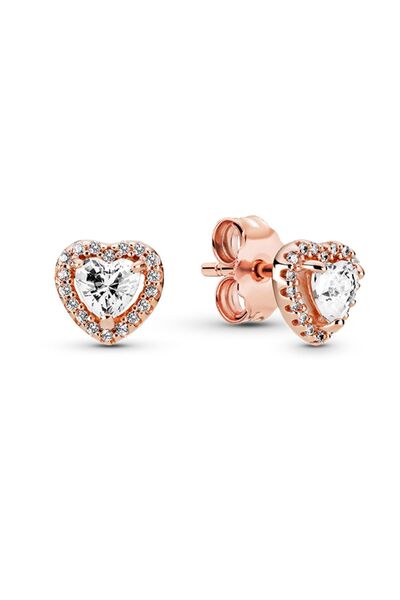 Sparkling Raised Heart Shaped Stud Earrings
