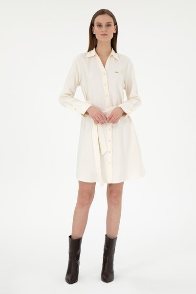 Women's Cream Mini Size Woven Dress 50297327-Vr071