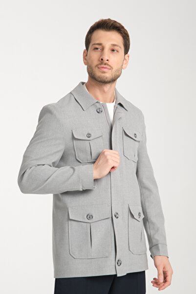 Машка Slim Fit јакна од ткаенина со патент и копчиња