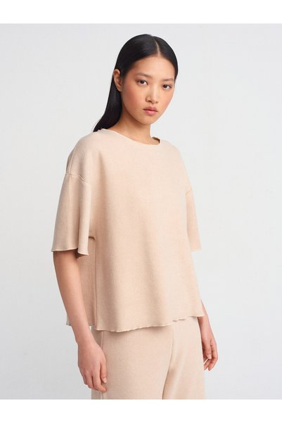 31537 Soft Ribbed Top-Beige