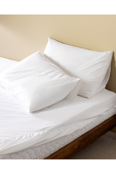 Manon Double 100% Cotton Ranforce Fitted Sheet Set - White