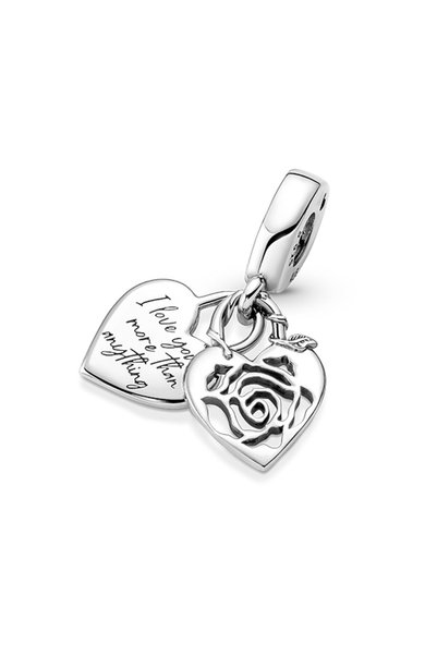 Rose, Heart and Lock Dangle Charm