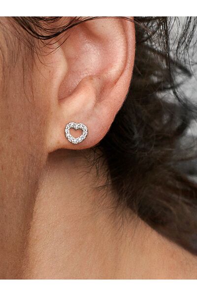 Sparkling Heart Stud Earrings
