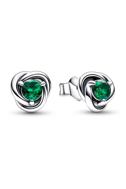 Green Endless Hoop Needle Earrings