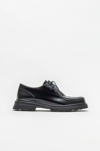 Black Leather Women's Casual Flat Shoes