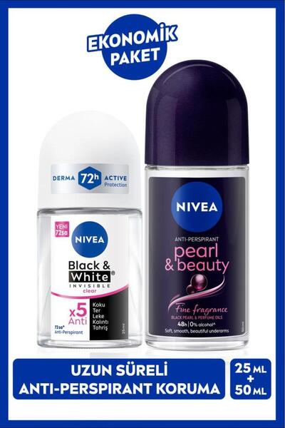 Женски рол-он дезодоранс Pearl&Beauty 50ml и мини рол-он Black&White 25ml, антиперспирантна заштита