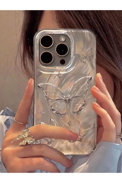 Apple iPhone 16 Pro Max Compatible Feathered Butterfly Hologram Case Shockproof Cover