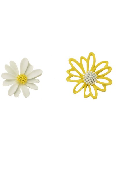 Yellow White Daisy Earrings
