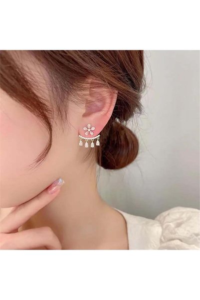 Drop Dangle Crystal Flower Patterned Ghost Earrings
