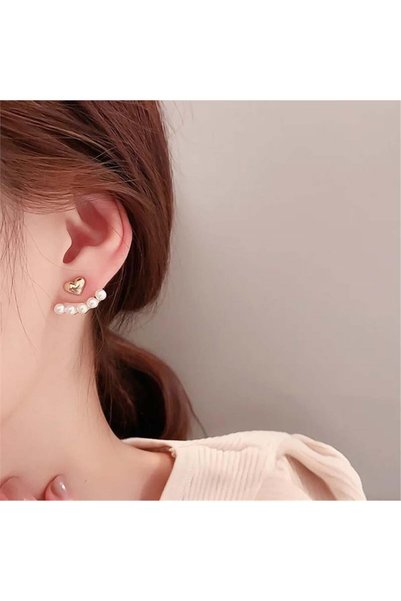 Heart and Row Pearl Ghost Earrings