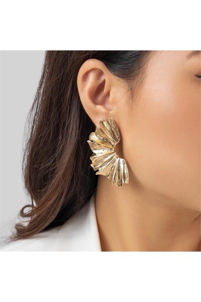 Gold Curved Half Moon Earrings