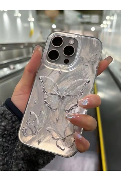 Apple iPhone 13 Pro Max Compatible Feathered Butterfly Hologram Case Shockproof Cover