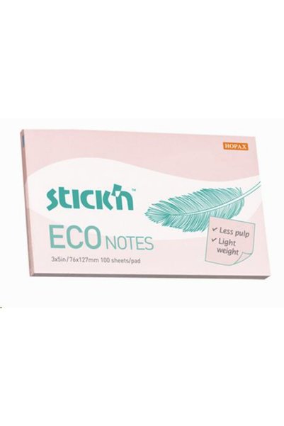 100 Sheets 76 X 127 Stickn Eco Notes Pastel Pink Note Paper