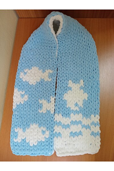 Alize Puffy More двостран шал со риби 8 Ширина: 16 Cm Должина: 123 Cm ) Сино - Бело