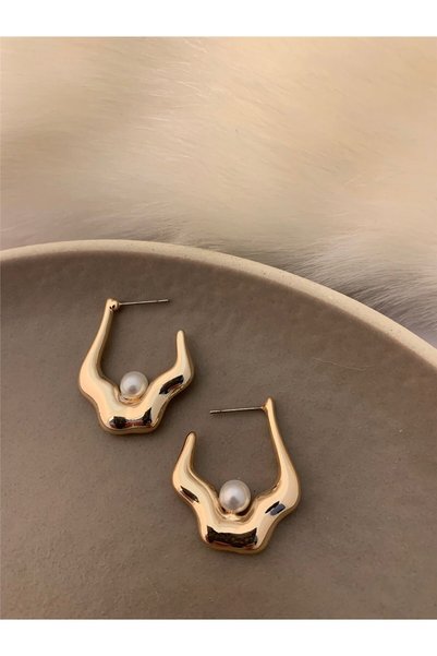 Geometric Earrings with Pearls Inside