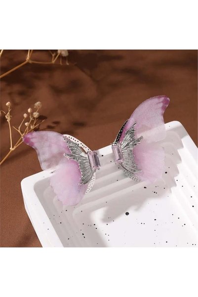 Pink Organza Stone Butterfly Earrings