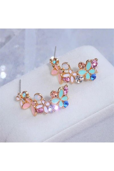 Pastel Colored Butterfly Hoop Earrings