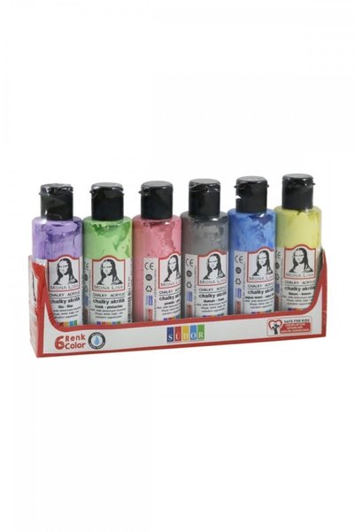 Mona Lisa Chalky Acrylic Paint 6 Pastel Colors X 70 ml Bottle