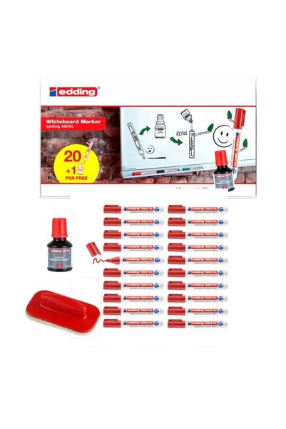 360 XL Whiteboard Pen Set of 20 Ink + Board Eraser