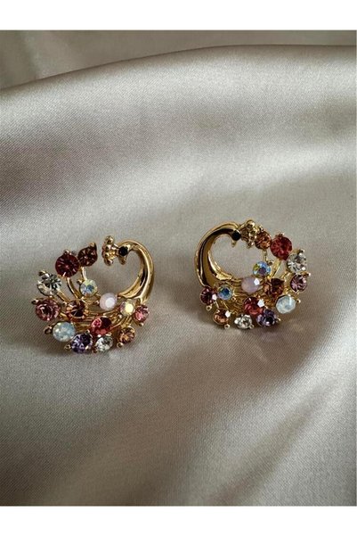 Colorful Stone Peacock Earrings