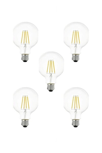 LED рустикално декоративно винтиџ осветлување 6500k бела сијалица G95, сет од 5