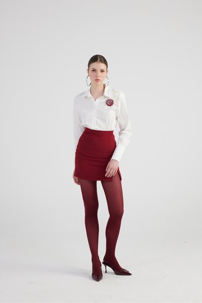Rose Detailed Poplin Madison Shirt White