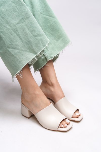 Wolrithe Women's Heeled Slippers 0012125 Skin Color