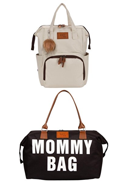 Ранец за нега на бебе со каиши за закачување и Mommy Bag чанта за на рамо со подарок приврзок за клучеви сет од 2 дела